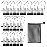 Littlegaofeithing 24 Stück Wäsche Haken Boot Clips, Kleiderbügel mit Aufbewahrungstasche, für Hosen, Schuhe, Handtuch, Silber/Schwarz