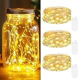 3 Stück LED Mini Lichterkette mit Batterie, 2M 20 LED Micro LED Lichterketten Batteriebetrieben, DIY Lichterkette Klein Wasserdicht für Weihnachtsdeko (Warmweiß)