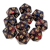 Yourandoll 10 STÜCKE Polyedrische Würfel D20 Würfel Dice Spielwürfel for DND RPG Tischspiele (Rot Blau)