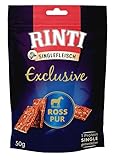 RINTI Singlefleisch Exclusive Snack Ross Pur | 50g | Ergänzungsfuttermittel für ausgewachsene Hunde | Ausschließlich Ross für empfindliche Hunde bei Allergien | Als Belohnung