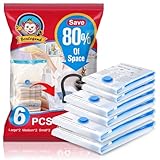 BoxLegend Vakuumbeutel 6 Stück 2 Jumbo 100x80cm + 2 Groß 80x60cm + 2 Kleine 60x40cm Aufbewahrungsbeutel Reise Vakuum Wiederverwendbar Kleiderbeutel für Kleidung Bettdecken Bettwäsche Kissen