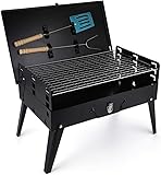 Holzkohlegrill, Outdoor-Picknick, tragbarer Grill, Koffergrill, faltbarer Holzkohlegrill, Desktop-Grill für 3–5 Personen