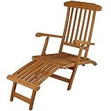 Divero Liegestuhl eleganter Deckchair Florentine Steamer Chair Teakholz behandelt