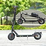 E Scooter mit ABE bis US 40 km Reichweite,Elektroroller mit 10 Zoll E9MAX Wabenreifen Duales Bremssystem und Doppelfederung 20km/h für Herren Damen (Schwarz mit Front Körbe)