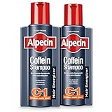 XXL Alpecin Coffein-Shampoo C1, 2 x 375 ml - Gegen erblich bedingten Haarausfall | Fühlbar mehr Haar | Stärkt Haarwurzeln und Haarwuchs | Haarpflege für Herren made in Germany