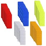 leersao Reflektorband 50 Stück Reflektor Aufkleber, 3 x 8 cm Reflektoren Selbstklebend Sicherheitsaufkleber Reflektierend Nachtsichtbarkeit Warnklebeband für Fahrrad Helme (5 Farben)