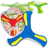 MIJOMA Boomerang aus flexiblem Kunststoff – 25 cm Ø, Flugweite 8–12 m, 3-farbig Sortiert, Outdoor-Spielzeug für Kinder & Erwachsene, präzise Rückflüge