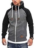 Rello & Reese Herren Sweatjacke Hoodie Zip-Jacke Kapuzenpullover MT-7681 [Dunkelgrau, XL]