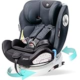 globalkids 360°Drehbar Kindersitz mit ISOFIX - Gruppe 0+/1/2/3 Kinderautositze 0-36 kg，Fahrtrichtung Angebracht Kindersitz 9-36kg und Reboarder Rückwärtsgerichtet 0-18 kg，Tiefschwarz