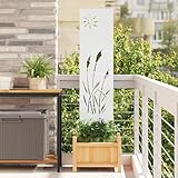 Gecheer Garten dekoratives Panel Weiß 32 x 140 cm Kaltgewalzter Stahl, Sichtschutz Metall Sichtschutzelemente für Grundstücksgrenze Hof Vorgarten876204