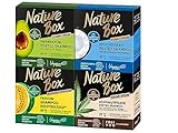 Nature Box festes Shampoo - SET mit Shampoo mit Avocado-Öl & mit Kokosnuss-Öl & mit kaltgepresstem Melonen-Öl & mit kaltgepresstem Hanfsamen-Öl, 4x 85g