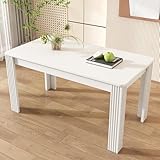 Merax Esstisch Holz, Rechteckiger Esszimmertische, Modern Küchentisch für Wohnzimmer und Esszimmer, 116L x 65B x 75H cm, Weiß