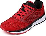 WHITIN Unisex Laufschuhe Herren Damen Hallenschuhe Turnschuhe Sneakers Männer Sportschuhe Straßenlaufschuhe Atmungsaktiv Joggingschuhe Fitness Schuhe Rot Größe 43