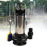 1.5kW Schmutzwasserpumpe, 2PS 36000 L/H Tauchpumpe Edelstahl, Schumutzwasser Fäkalienpumpe für Abfluss lebenden Abwassers, Seewasser, Brunnenwasser, industriellen Einsatz, Garten