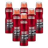 L'Oréal Men Expert Körperpflege, Effektives Deospray für Männer gegen Stressschweiß für bis zu 48 Stunden Frische, Ultimate Control, 6 x 150 ml