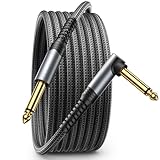 JSAUX 6.35mm Gitarrenkabel 3M, Instrumentenkabel Kompatibel mit E Gitarre, Bass, Schlagzeug, Pedale, Verstärker, Mischpulte, Tuner, Lautsprecher, Akustik, Rechtwinkliges Klinkenkabel Gitarre