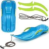 Prosperplast Schlitten Race blau– Stabiler Kunststoff-Rodel mit Zugseil, ergonomischer Sitzfläche, leicht & robust, für Kinder und Freizeitspaß im Schnee, Winterrodel