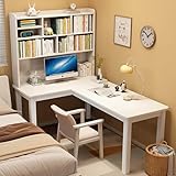 Yadlan Kinderschreibtisch L Form, Kinder Schreibtisch Ab 3 Jahre, Platzsparend Schreibtisch Kinder mit Stauraum Holz mit Multifunktionalem Staufach, GroßE KapazitäT White 140cm Desk