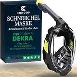 Khroom Schnorchelmaske für Erwachsene & Kinder von DEKRA geprüfte CO2 Sicherheit | Vollmaske Seaview X - Tauchmaske | Schnorchelausrüstung / Schnorchelset Alternative (S/M, Schwarz)