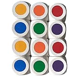 Farbenwürfel/Farbpunktewürfel/Farbwürfel aus Holz, 16 mm. Made in Germany. (12 Würfel, Regenbogen: Gelb, Orange, Rot, Blau, Lila, Grün)