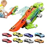 Générique Dinosaurier-Lkw, Spielzeug, faltbare Rennbahn, Spielzeug für Jungen, tragbar, mit 8 Fahrzeugen, Mädchen, Jungen, 3 Jahre, Reisen, Geburtstag, Weihnachten