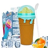 Slush Becher, 500ml DIY Slushie Maker mit Deckeln und Strohhalmen, Schnellgefrorener Zauberbecher für Kinder und Erwachsene, Hausgemachte Sommer Slushy Maker Squeezer (Braun)