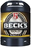 4 x Becks Gold Perfect Draft Gold, 6 Liter Fass, inkl. 20 Euro Pfand - MEHRWEG