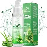 Aloe Vera Gel, Rein Aloe Vera Gel Portable für Trockene Strapazierte Haut & Sonnenbrand - 100% Natürliche After Sun Lotion, Beruhigende und Pflegende Feuchtigkeitscreme für Gesicht Körper Haare, 100ml