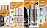 BIC Schreibwaren Set Pastell à 23: 6 Textmarker, 5 Fineliner, 6 Bleistifte, 6 Dual Tip Brush Pens, jeweils in verschiedenen Pastellfarben