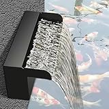 Wasserfall-Springbrunnen für Innen- und Außenbereich, dekorative Eigenschaften, Edelstahl-Pool-Wasserfall für Garten und Terrasse (40 cm)