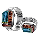 Generisch 2025 Fitness Uhr Damen - 𝐁𝐥𝐮𝐭𝐳𝐮𝐜𝐤𝐞𝐫𝐦𝐞𝐬𝐬𝐮𝐧𝐠 Bluetooth Verbunden 2.10' EKG Uhr Alltagsleben F580510,SilverSteel