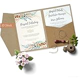 50 Stück Pocketfold Kraftpapier Hochzeitskarte blanko I 121 x 158 mm für DIN B6 Umschlag | 300 g/m² | Hochzeitseinladungen selber basteln | Pocketfold Karte Hochzeit | Faltkarten Kraftpapier Karte