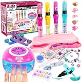 Herenear Nagelstudio Kinder Mädchen, Geschenk Mädchen 6 7 8 9 10 11 12 jahre, Nageldesign Kinder Mädchen, Nail Art Set Kids, Peel Off Nagellack, Nageltrockner Mädchen Geburtstag Geschenk