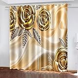 Skcess Verdunklungsvorhänge, Vorhang Gold Rose Vorhang Polyester Gardinen 2er Set 137x183cm(WxH)