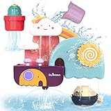 GILOBABY Badewannenspielzeug Set, Badespielzeug Baby Badewannen Spielzeug, Wasserspielzeug Kinder mit Tasse, Bär und Kaktus, Babyspielzeug Geschenk für Jungen und Mädchen Geburtstag ab 6 Monate