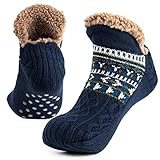 Mulor Haussocken Herren & Damen Flauschig Hüttensocken winter warme rutschfest Stoppersocken mit Wolle 1 Paar