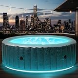 BRAST® Whirlpool aufblasbar MSpa Starry mit LED-Beleuchtung für 6 Personen Ø204x70cm In- Outdoor Pool 138 Massagedüsen Energiespar-Timer Heizung Aufblasfunktion per Knopfdruck Bubble Wellness Massage