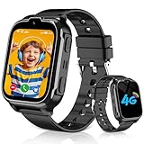 4G Smartwatch Kinder mit GPS und Telefon, Wasserdicht GPS Handy Uhr Kinder Smartwatch mit Videoanruf Anruffunktion IP68 SOS Spiel Voice Chat Wecker Schulmodus, Geschenk für Jungen Mädchen Student