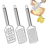 3 PCS Kleine Reibe Edelstahl Mini Reibe Klein 3 Verschiedene Lochgrößen Käsereibe Mit Haken Handreibe Zur Einfachen Aufbewahrung Parmesanreibe Für Kartoffeln Zucchini Karotten Äpfel Kohl Und Weichkäse