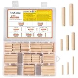 225 Stück Holzdübel Set, Holzdübel 6mm 8mm 10mm, Holzstopfen Dübelstangen, Holzübelstifte, Holznadeln konisch und gerippt für Möbel Basteln Heimwerken Holzarbeit Zubehör(M6 M8 M10)