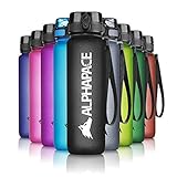 ALPHAPACE Trinkflasche, auslaufsichere 650 ml Wasserflasche, BPA-freie Flasche für Sport, Fahrrad & Outdooraktivitäten, Sportflasche mit Fruchteinsatz, in Schwarz