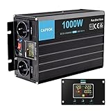 CAPTOK Spannungswandler 12V 230V 1000W/2000W Reiner Sinus KFZ Wechselrichter mit Fernbedienung 5V 2,4A USB Multifunktions-LCD-Digitalanzeige