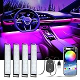 YiLaie LED Innenbeleuchtung Auto, LED Ambientebeleuchtung mit APP Steuerung und 16 Millionen Farben, Musikmodus, Farbspeicher, USB-Innenraumbeleuchtung, Auto Zubehör Innenraum, DC 5V