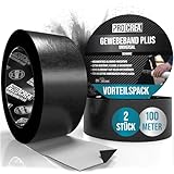 PROCREA® 2x Panzerband Schwarz [Hochwertiges Gewebeband Plus UV] Universelles Duct Tape & Gaffa Tape für innen & außen - Panzertape mit hoher Klebekraft, wasserfest & verstärkt - Profi-Qualität