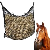 RTSHUK Heunetz für Pferde, Heutasche Groß 90x80cm Farming Heunetztasche Pferdeheunetz Engmaschig Heusack mit Maschenweite 3x3cm für Artgerechte Fütterung Schwarz