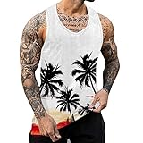 Zofedap Gym Tank Top Herren Hawaii Hemd Männer Sport Ärmelloses Shirts Fitness Muscleshirt Achselshirts Muskelshirt Trainingsshirt Tanktop Trägershirt Funktionsshirt Kompressionsshirt Herren Ärmellos