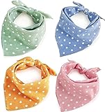 4 Stuck Hundehalstuch Halstuch Hund Katze Bandana Freieckstuch Hunde Geburtstag Hundezubehör Halstücher Baumwolle Pink Totes Blau Gelb Geeignet für Kleine Mittelgrobe und Grobe Welpen Geschenke