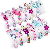 Tacobear 12Stk Holz Armbänder für Mädchen Einhorn Armband Blumen Tiere Eule Schmetterling Freundschaftsarmband Schmuck Kinder Mitgebsel Kindergeburtstag Mädchen Geschenke