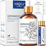 HIQILI Ätherische Öle Geranium 100ml, 100% Rein & Natürliches Geranium Öl, Therapeutische Qualität, Duftöl für Diffuser, Duftlampen, Haut, Kerzenherstellung, Entspannung