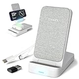 ITAWEY 15W Induktive Ladestation, Faltbar, langes 1,5m Kabel & USB Kabelkonverter, Kabelloses Ladegerät kompatibel mit iPhone 15 14 13 12 11 XS XR Galaxy S25 S24 S23 S22 S21 S20 S10 alle Qi-Handys